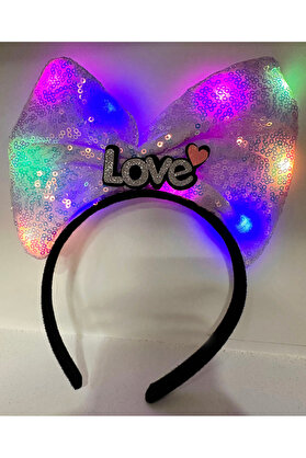 Ethab Ti̇caret Led Işıklı Gümüş Love Yazılı Li̇la Fi̇yonk Taç