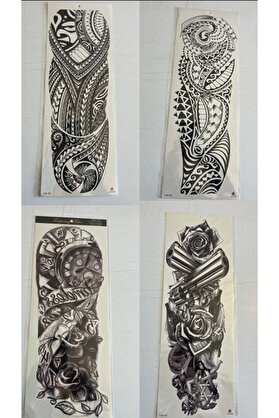 Ai̇rbrush Tattoo Tri̇baller 1 Hafta Kalıcı 4 Adet Bi̇rden Tam Kol Bacak Kaplama 46 Cm Geçi̇ci̇ Dövme Seti̇