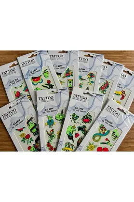 Ai̇rbrush Tattoo Fosforlu Karanlıkta Parlayan 6 Adet Yapıştırma Geçi̇ci̇ Dövme