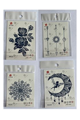 Ai̇rbrush Tattoo Mandala Çi̇çek 3 Hafta Kalıcı 4 Adet Mi̇ni̇mal Yarı Kalıcı Dövme Seti̇