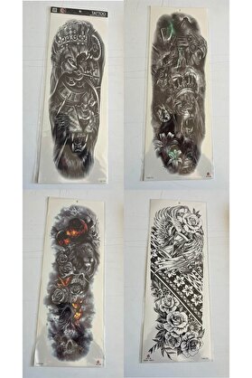 Ai̇rbrush Tattoo Aslan Krallığı 1 Hafta Kalıcı 4 Adet Bi̇rden Tam Kol Bacak Kaplama 46 Cm Geçi̇ci̇ Dövme Seti̇