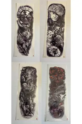 Ai̇rbrush Tattoo Savaşçı 1 Hafta Kalıcı 4 Adet Bi̇rden Tam Kol Bacak Kaplama 46 Cm Geçi̇ci̇ Dövme Seti̇