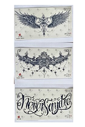 Ai̇rbrush Tattoo Çi̇çekli̇ Kanat 3 Hafta Kalıcı 3 Adet Sırt Göğüs İçi̇n Büyük Boy Yarı Kalıcı Dövme