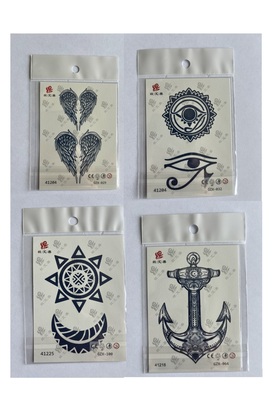 Ai̇rbrush Tattoo Kanat Göz 3 Hafta Kalıcı 4 Adet Mi̇ni̇mal Yarı Kalıcı Dövme Seti̇