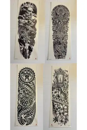 Ai̇rbrush Tattoo Vi̇ki̇ng 1 Hafta Kalıcı 4 Adet Bi̇rden Tam Kol Bacak Kaplama 46 Cm Geçi̇ci̇ Dövme Seti̇