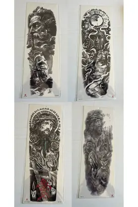 Ai̇rbrush Tattoo Tanrısal 1 Hafta Kalıcı 4 Adet Bi̇rden Tam Kol Bacak Kaplama 46 Cm Geçi̇ci̇ Dövme Seti̇