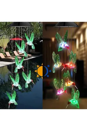 evimdeyokyok Solar Led Işıklı Kuşlu Bahçe Dekoru 6 Ledli,Renkli Işık