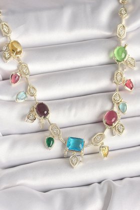 Clariss Pirinç Gold Renk Renli Zirkon Taşlı Vıp Seri Kadın Kolye