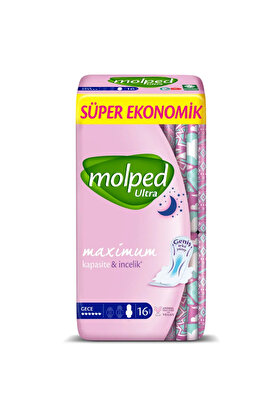Toptan Bulurum Molped Ultra Hijyen Anatomik Gece Ped Süper Eko 16 Adet