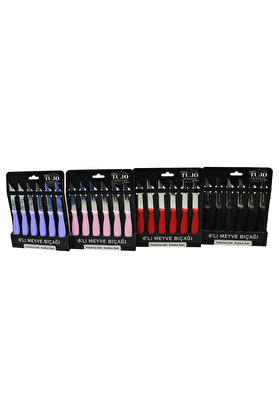 Go İthalat 6 Parça Meyve Bıçak Renkli̇ Plasti̇k Saplı (5258)