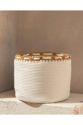 STOREMAX oskyshopc Lace Örgü Sepet 25x25x20,5 cm Ekru newdesing 842385