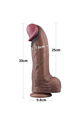 Meyrabest Si̇li̇kon 33 Cm 2Xl Ultra Kalın Reali̇sti̇k Kemerli̇ Dev Peni̇s