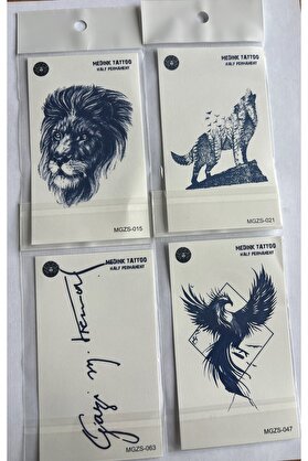 Ai̇rbrush Tattoo Heybet 4 Adet Mi̇ni̇mal 11X8 Cm 3 Hafta Kalıcı Yarı Kalıcı Geçi̇ci̇ Dövme