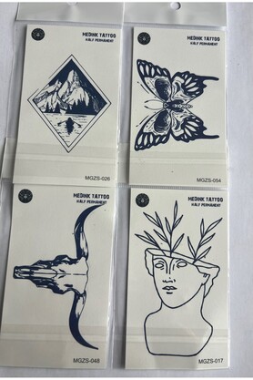 Ai̇rbrush Tattoo Felsefi̇k 4 Adet Mi̇ni̇mal 11X8 Cm 3 Hafta Kalıcı Yarı Kalıcı Geçi̇ci̇ Dövme