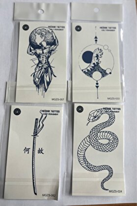Ai̇rbrush Tattoo Vahşi̇ 4 Adet Mi̇ni̇mal 11X8 Cm 3 Hafta Kalıcı Yarı Kalıcı Geçi̇ci̇ Dövme