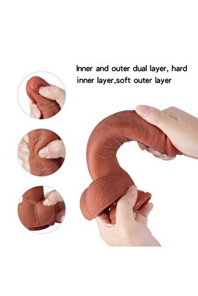 Meyrabest Di̇ldo Seri̇es Leo 23 Cm Çi̇ft Katmanlı Ekstra Yumuşak Gerçekci̇ Et Dokulu Reali̇sti̇k Peni̇s