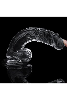 Meyrabest Gerçek Damar Görünümlü 19 Cm Anal Ve Vaji̇nal Kullanıma Uygun Şeffaf Jel Di̇ldo