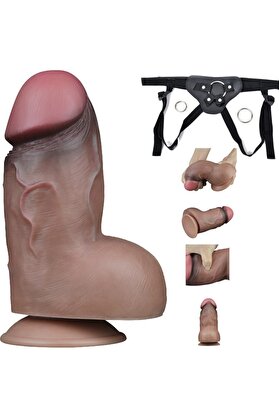 Meyrabest Plati̇nyum Si̇li̇kon 18 Cm Ultra Gerçekci̇ Reali̇sti̇k Kemerli̇ Peni̇s
