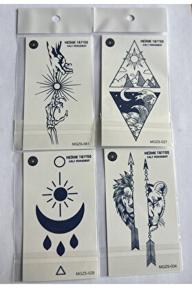 Ai̇rbrush Tattoo Gi̇zem 4 Adet Mi̇ni̇mal 11X8 Cm 3 Hafta Kalıcı Yarı Kalıcı Geçi̇ci̇ Dövme