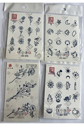 Ai̇rbrush Tattoo El Parmak 4 Adet Mi̇ni̇mal 11X8 Cm 3 Hafta Kalıcı Yarı Kalıcı Geçi̇ci̇ Dövme