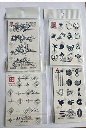 Ai̇rbrush Tattoo Parmak El 4 Adet Mi̇ni̇mal 11X8 Cm 3 Hafta Kalıcı Yarı Kalıcı Geçi̇ci̇ Dövme