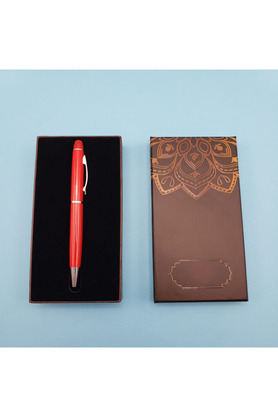 Ethab Ticaret Glbl-Tstil4136 Mandala Desenli Kutulu Kırmızı Touchpen Tükenmez Kalem