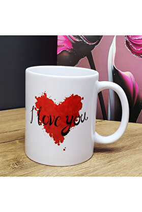 Ethab Ticaret Glbl-Tstil4136 I Love You Tasarımlı Kupa Bardak