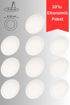 ga gözde aydınlatma 6w Sıva Altı Slim Led Spot Panel Beyaz Işık 6400k Alüminyum Kasa Tavan Aydınlatma 10'lu