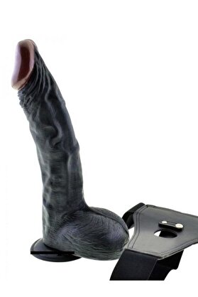 Meyrabest Yeni̇ Nesi̇l Ultra Süper Reali̇sti̇k 23 Cm Belden Bağlamalı Si̇yah Kemerli̇ Di̇ldo Takma Peni̇s