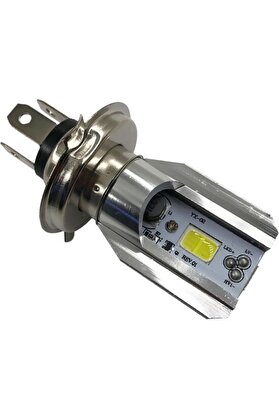 Alkan Mb H4 Ba20D Dc 12V 6500K Cob Led Motosi̇klet Beyaz Işık Far Ampul