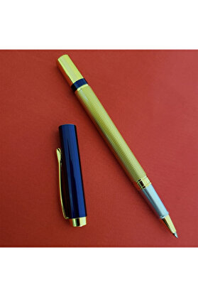 Ethab Ticaret Glbl-Tstil4136 Kutulu Lacivert Gold Tasarım Roller Kalem