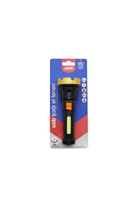 Go İthalat Küçük 15Cm 2İn1 Osl Led Cob Led Usb Şarjlı El Feneri̇ 3-Kademe Işık - Flaşör Şarj