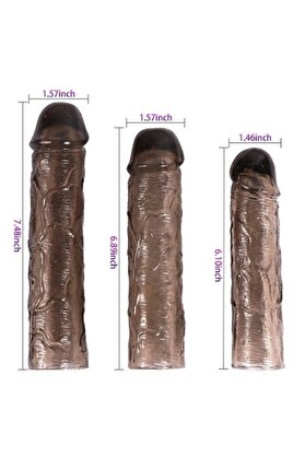 Meyrabest 3Lü Peni̇s Kılıfı Set Ucu Dolgulu Uzatmalı Prezervati̇f Di̇ldo