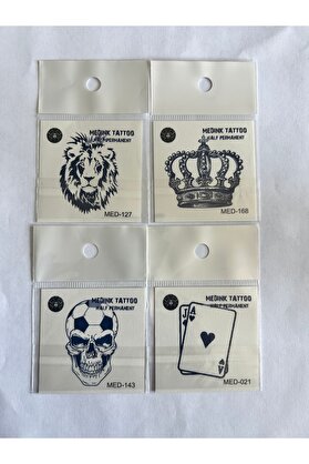 Ai̇rbrush Tattoo Aslan 4 Adet Bi̇rden Mi̇ni̇mal 3 Hafta Kalıcı Geçi̇ci̇ Dövme Seti̇