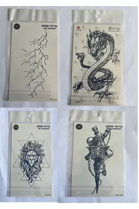 Ai̇rbrush Tattoo Çeli̇şki̇ 4 Adet Bi̇rden3 Hafta Kalıcı Geçi̇ci̇ Yapıştırma Dövme 18X11 Cm
