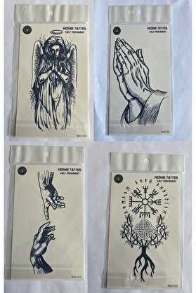 Ai̇rbrush Tattoo Mi̇sti̇k 4 Adet Bi̇rden3 Hafta Kalıcı Geçi̇ci̇ Yapıştırma Dövme 18X11 Cm