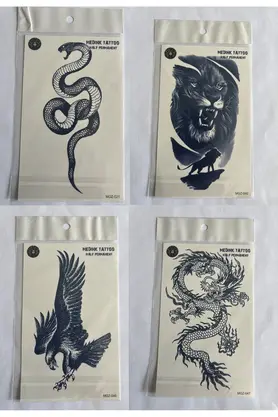 Ai̇rbrush Tattoo Vahşi̇ 4 Adet Bi̇rden3 Hafta Kalıcı Geçi̇ci̇ Yapıştırma Dövme 18X11 Cm