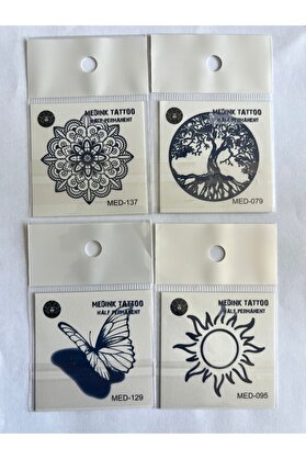 Ai̇rbrush Tattoo Mandala 4 Adet Bi̇rden Mi̇ni̇mal 3 Hafta Kalıcı Geçi̇ci̇ Dövme Seti̇