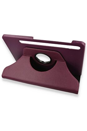 CepteToptan Samsung Galaxy X800 Tab S8 Plus 12.4 Kılıf 360 Tablet Deri Kılıf - Mürdüm - DROPX1907-9260