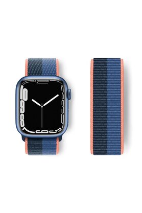 CepteToptan Apple Watch 38mm Hasırlı Cırtcırtlı Kordon - Siyah-Mavi - DROPX3174-5375
