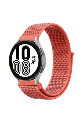 CepteToptan Samsung Galaxy Watch 4 Hasırlı Cırtcırtlı Kordon - Turuncu - DROPX3950-4702