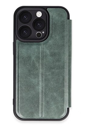 CepteToptan iPhone 16 Pro Kılıf Flip Cover - Koyu Yeşil - DROPX6576-7890