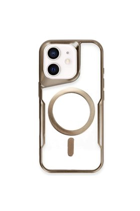 CepteToptan iPhone 12 Kılıf Boyi Magsafe Silikon Kapak - Kahverengi - DROPX7428-1070