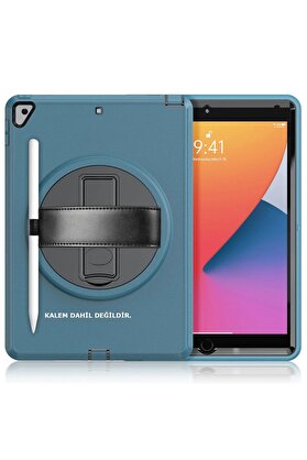 CepteToptan iPad 10.2 (7.nesil) Kılıf Hand Strap Tablet Kılıfı - Turkuaz - DROPX9059-6449