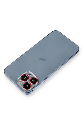 CepteToptan iPhone 13 Pro Metal Kamera Lens Koruma Cam - Kırmızı - DROPX4183-6878