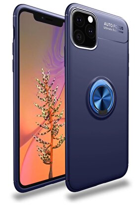 CepteToptan iPhone 11 Pro Kılıf Range Yüzüklü Silikon - Mavi - DROPX7325-2475