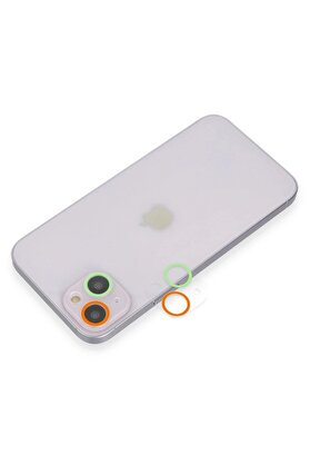CepteToptan iPhone 13 Mini Renkli Kamera Lens Koruma Cam - Turuncu-Yeşil - DROPX1744-3295