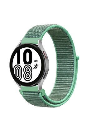 CepteToptan Samsung Galaxy Watch 4 Hasırlı Cırtcırtlı Kordon - Turkuaz - DROPX6421-5511