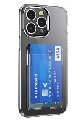CepteToptan iPhone 14 Pro Max Kılıf Kart Şeffaf Silikon - Şeffaf - DROPX5157-8504