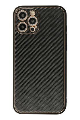 CepteToptan iPhone 12 Pro Kılıf Coco Karbon Silikon - Siyah - DROPX7716-7479